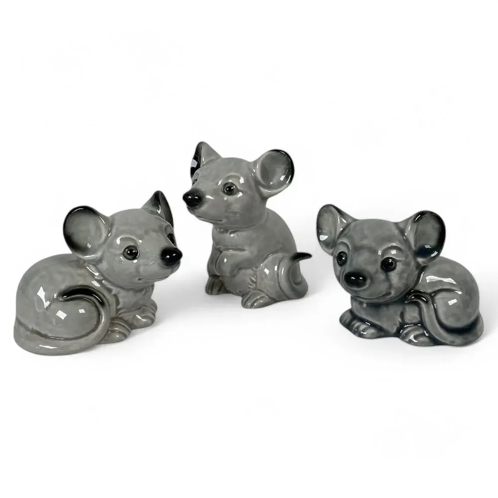 Goebel Mouse Figurines Lot of 3 Mice 35793 35794 35795 W Germany Gray Rats